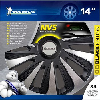 Set 4 Copriruota 14'' NVS 3D MICHELIN Colore Nero