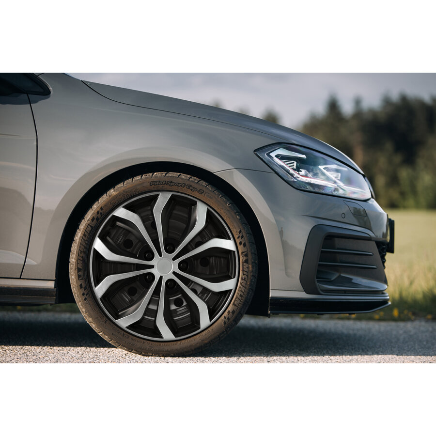 Copricerchi In Plastica ABS Nero - Set Da 4 Pezzi Per Cerchi Da 15 Pollici, Resistente Agli Urti