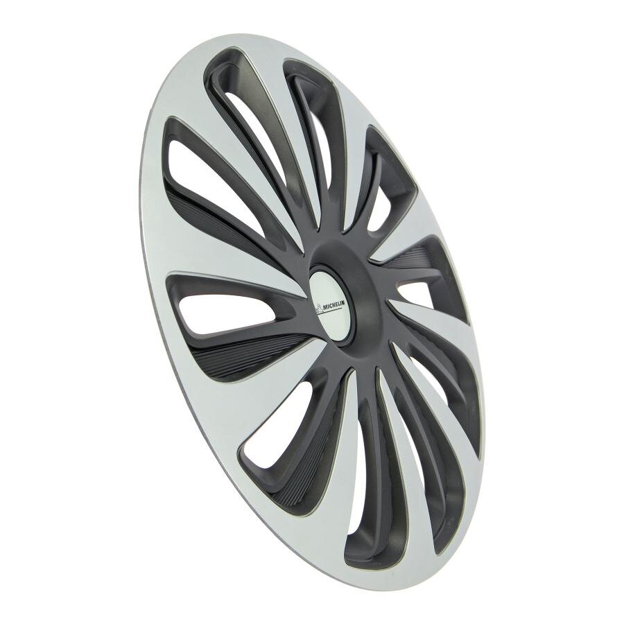 Carpoint Set 4 Copricerchi Spyder Pro 14 Pollici, ABS Resistente, Anello Regolabile, Argento